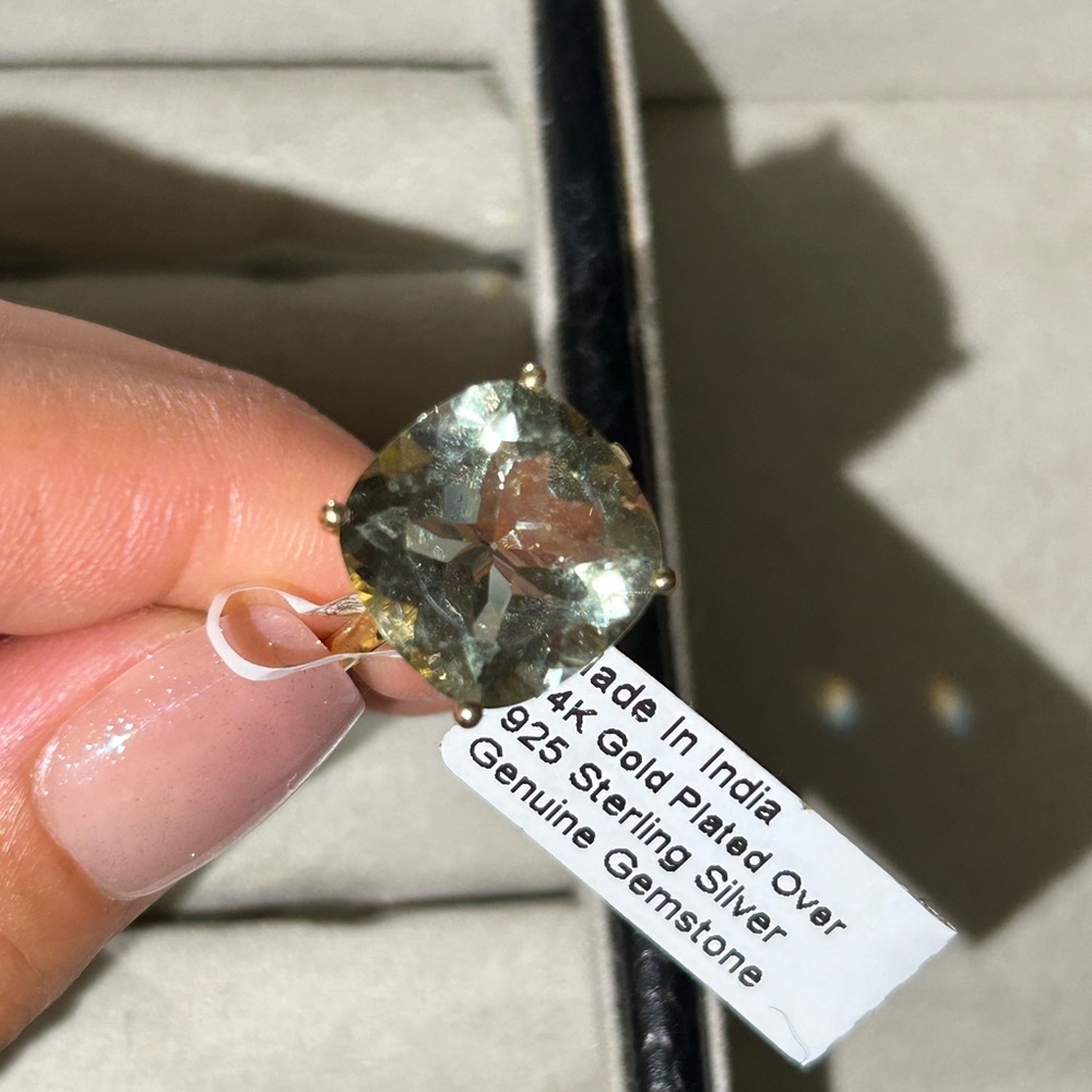 NWT 14k plated over sterling silver green Amethyst ring size 8 - Picture 8 of 9